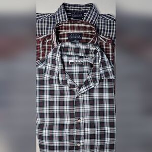 3 Vintage Dad Core Lightweight Plaid Button Down Lingsleeve Shirts Size LG